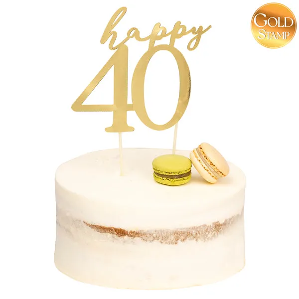 Givi Cake Topper Happy 40 Gold 13 x 12 Cm