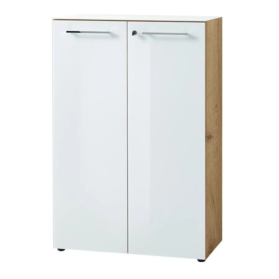 Classeur bas Mouna 80cm - chêne/blanc