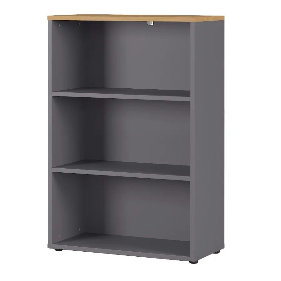 Bibliothèque basse Osmond 80cm - graphite/chêne