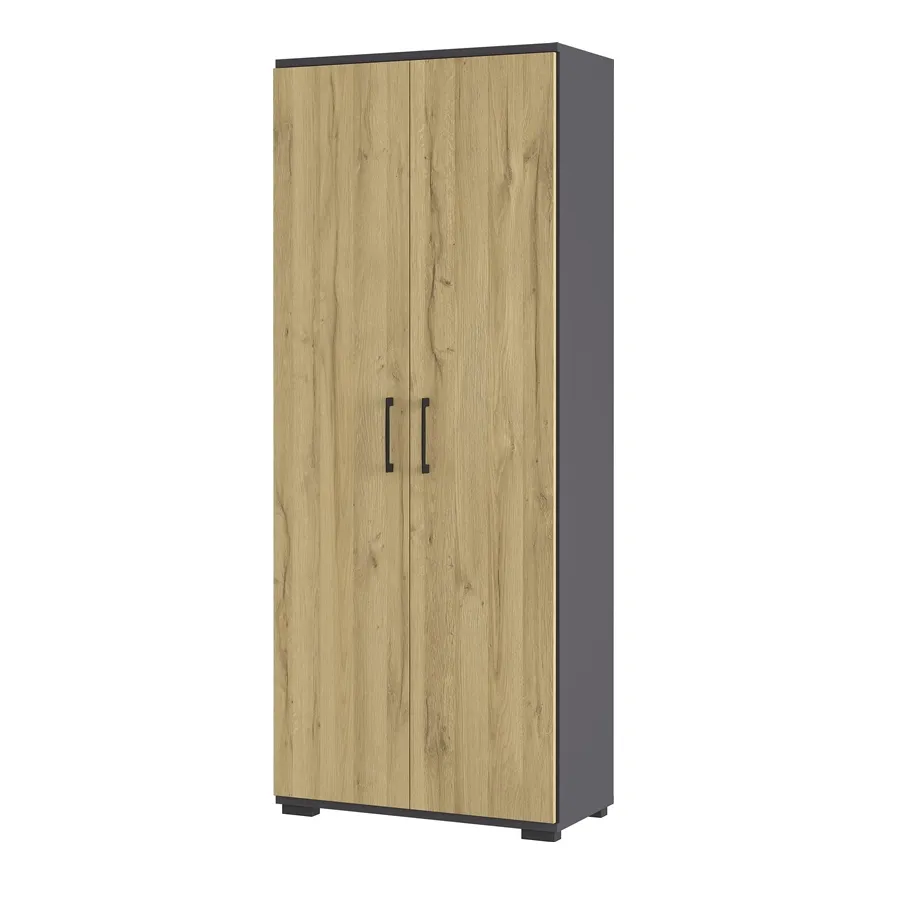 Armoire de rangement Presley 80cm à 2 portes - chêne/graphite