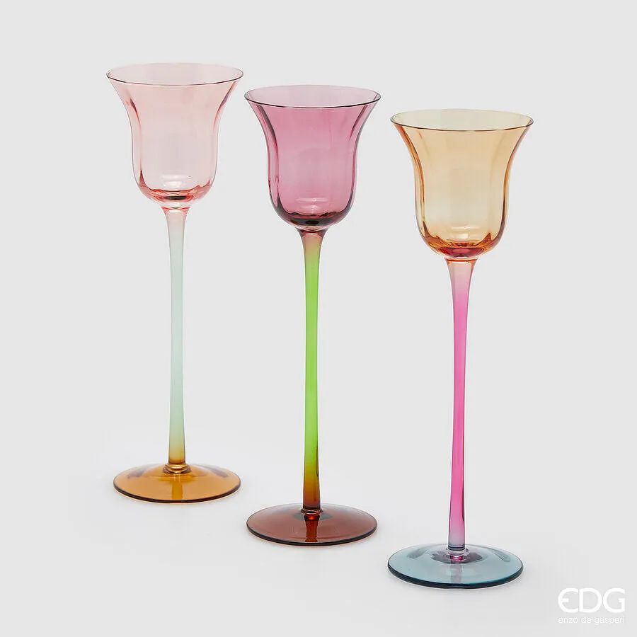 EDG Enzo De Gasperi Lux Tulip Candle Holder H 25 Cm D 7.5 Cm 3Ass. Mul