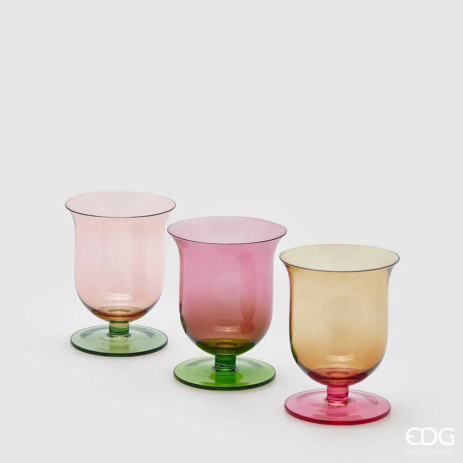 EDG Enzo De Gasperi Lux Tulip Candle Holder H 11 Cm D 9 Cm 3 Ass. Mult
