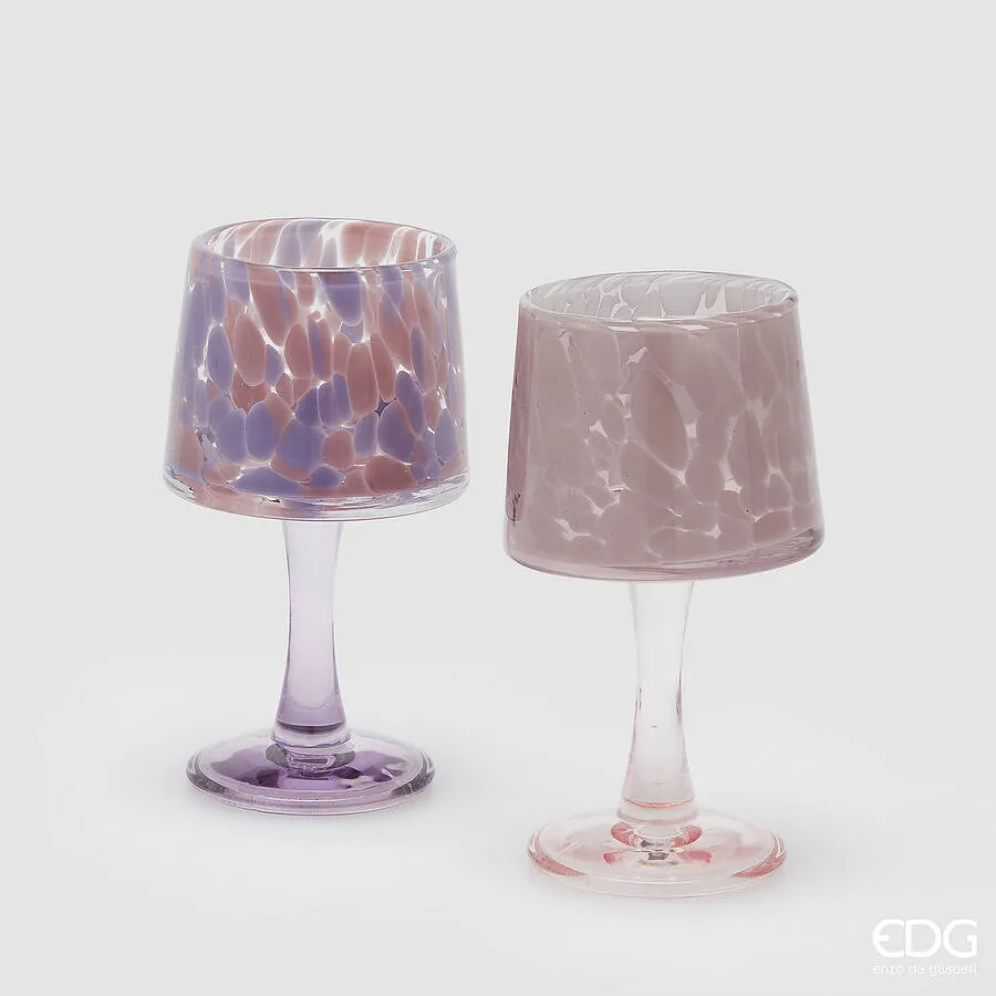 EDG Enzo De Gasperi Macula Candle Holder H 18.5 Cm D 10 Cm 2 Ass. Viol