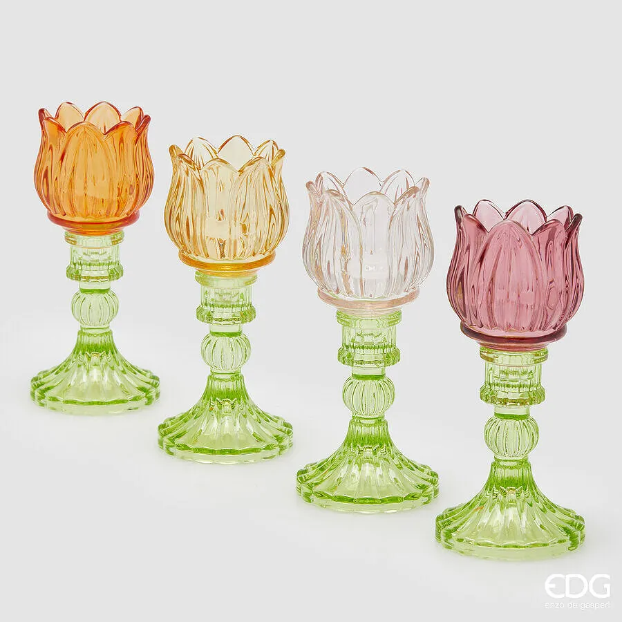 EDG Enzo De Gasperi Spring Tulip Candle Holder H 17.5 Cm D 8 Cm 4 Ass.