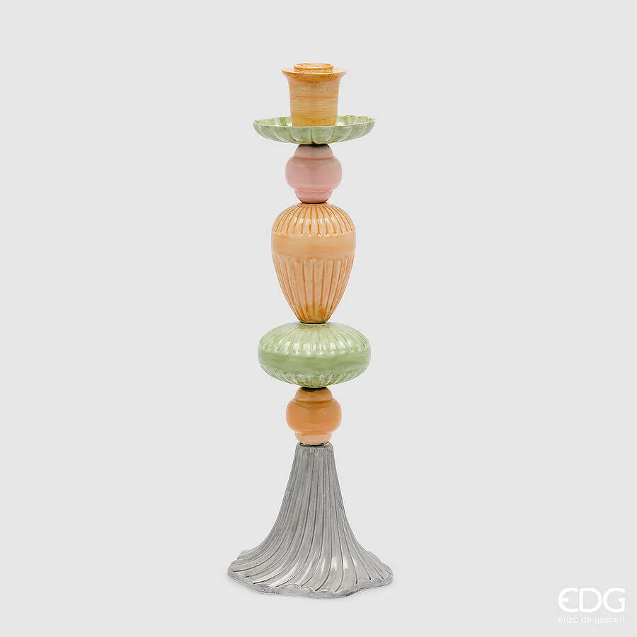 EDG Enzo De Gasperi Colormix Candle Holder H 37 Cm D 13 Cm Metal Multi