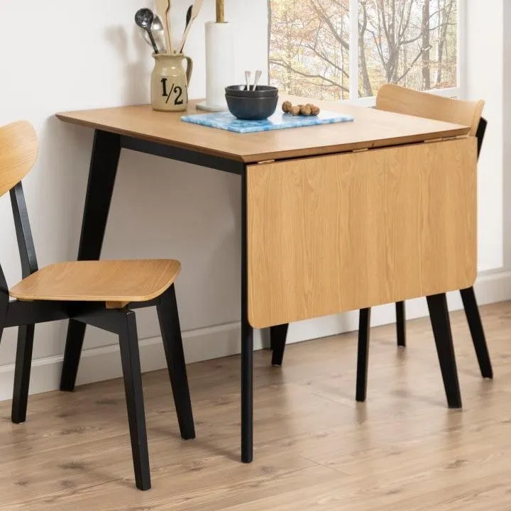 Table à manger Rover 80/120x80cm - chêne/noir