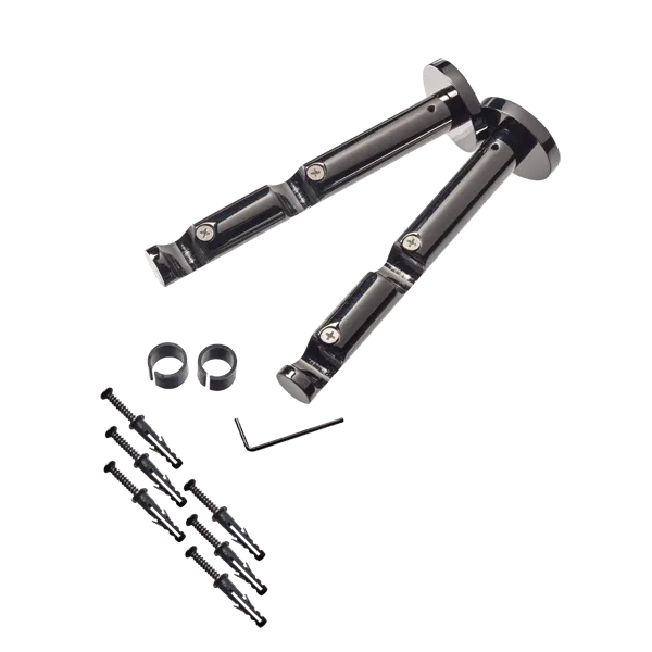 Support barre à rideau ONYX noir miroir 1,9 cm de 9,5 à 15,5 cm