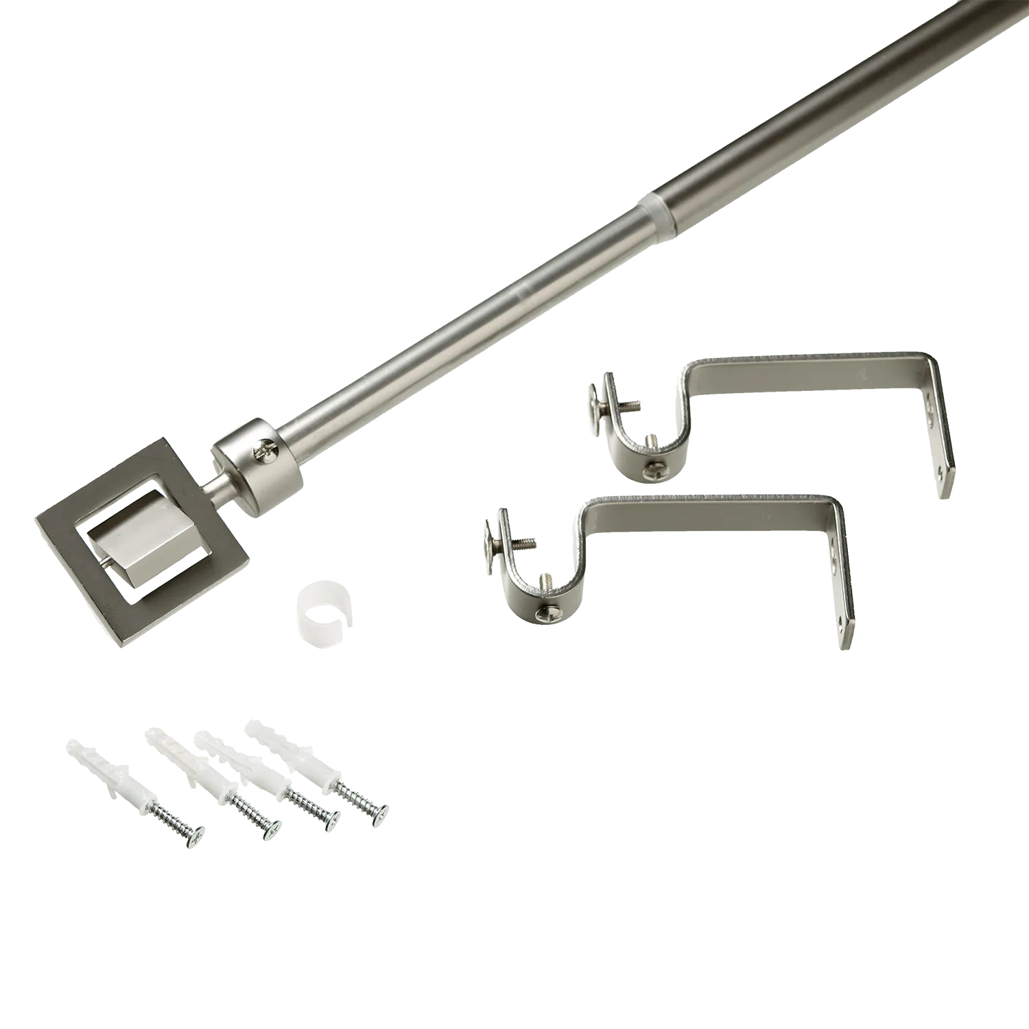 Kit barre à rideaux NINA nickel satin 1,6 cm de 120,0 à 210 cm - 4MURS