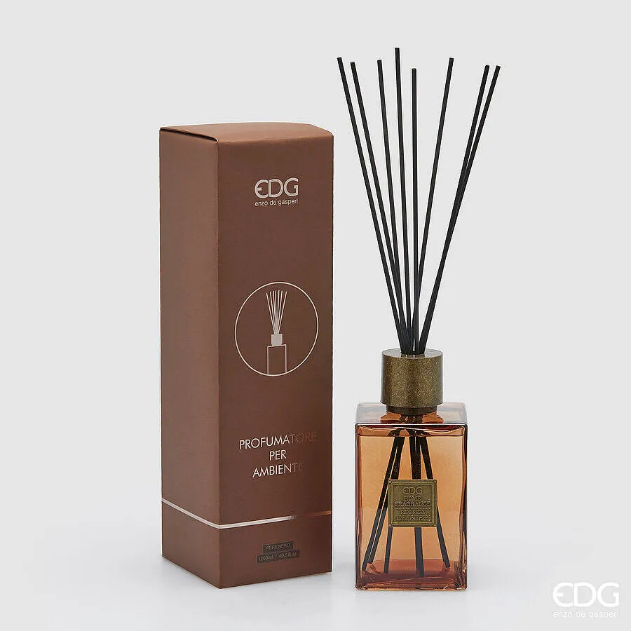 EDG Enzo De Gasperi Square Bottle Diffuser 1.200 Ml H 22 Cm Black Pepp