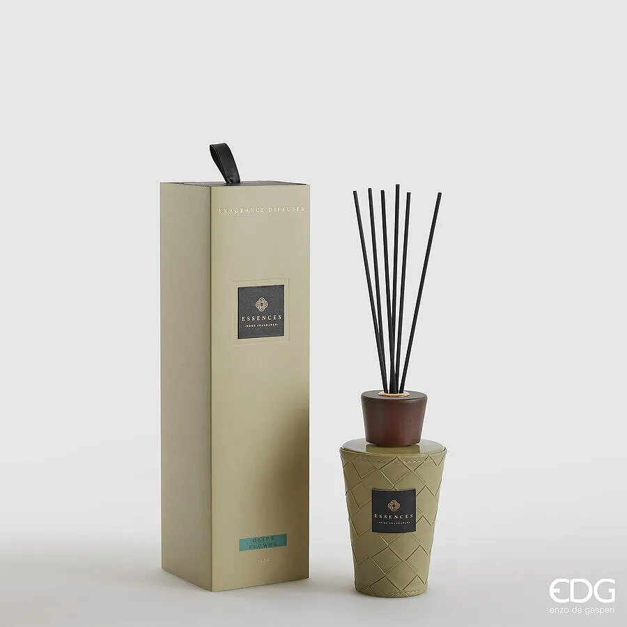 EDG Enzo De Gasperi Leather Bottle Diffuser 300 Ml H 17 Cm Olive Flowe