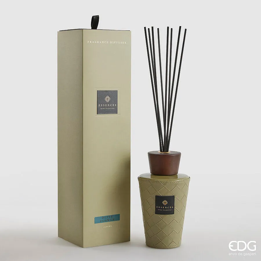 EDG Enzo De Gasperi Leather Bottle Diffuser 1.000 Ml H 22 Cm Olive Flo