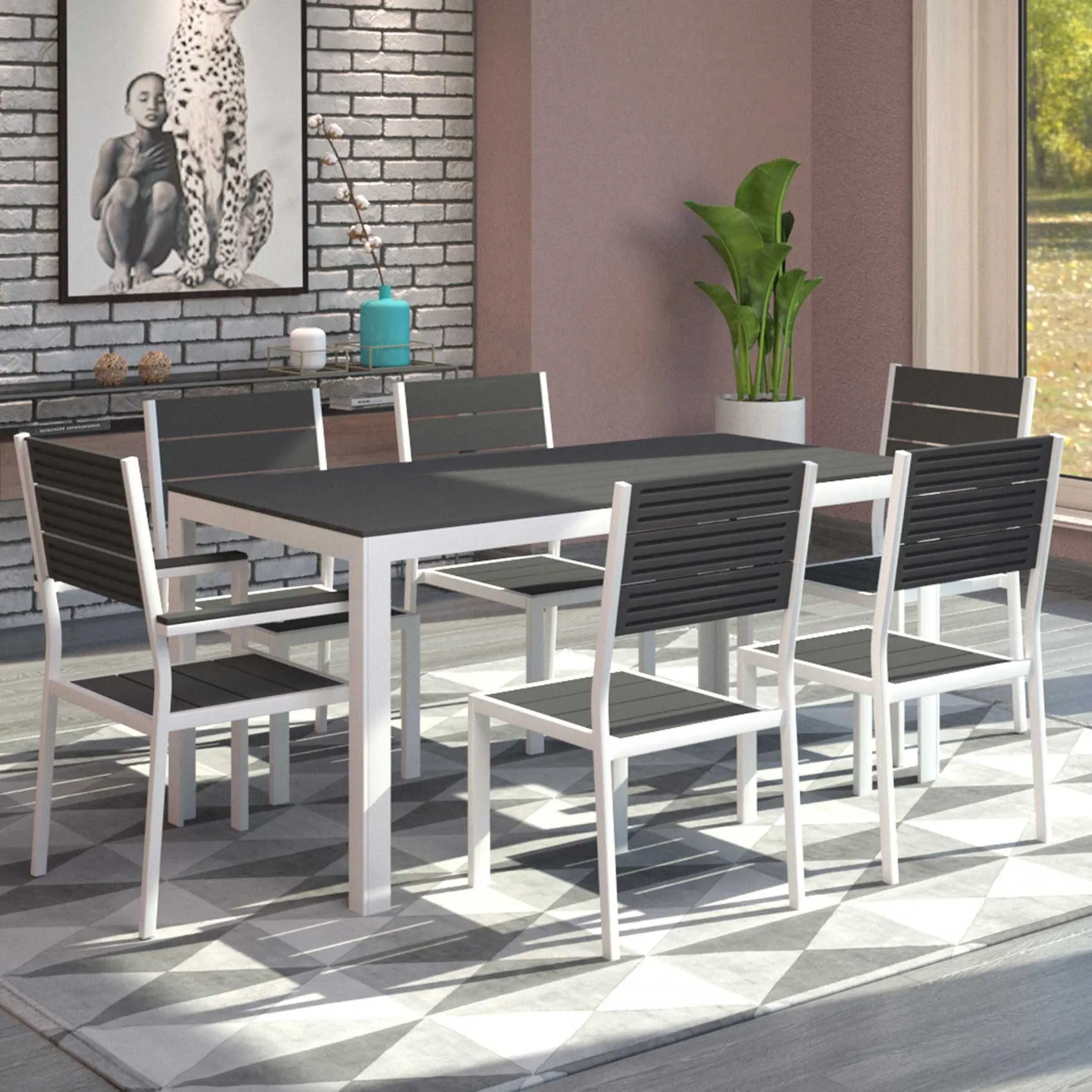 Ensemble de jardin Morty - anthracite/blanc
