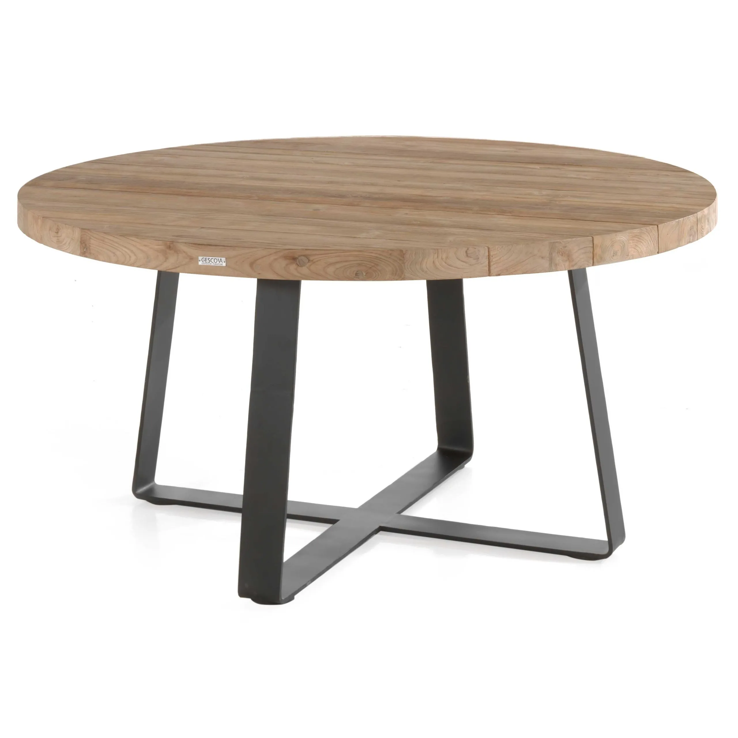 Table de jardin Margarite Ø160 - noir/teck