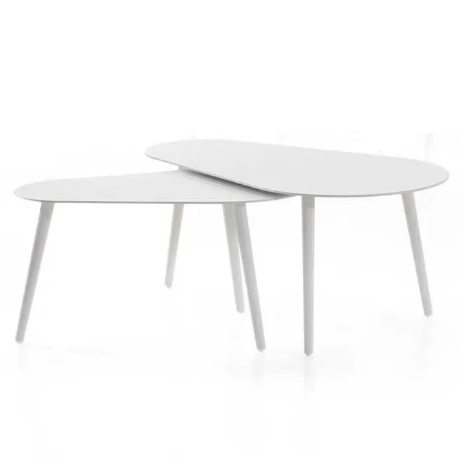 Set de table basse Gabon | Grande et moyenne table basse | Blanc