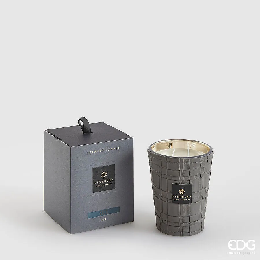 EDG Enzo De Gasperi Leather Candle with Scent H 12 Cm 360 Gr Black Pep