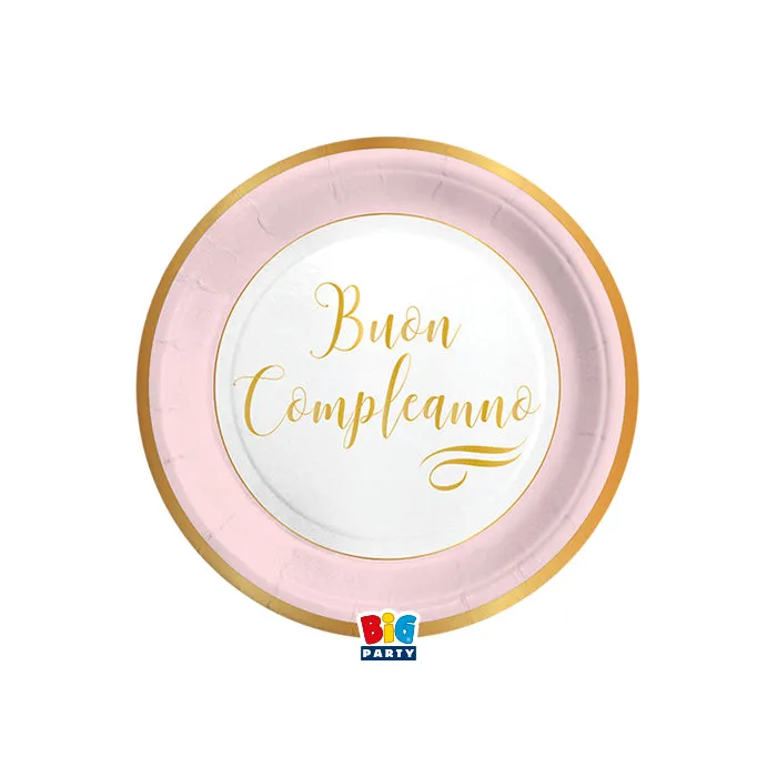 Big Party Paper Plates Happy Birthday Chic D 18 Cm Cf 8 Pcs Pink
