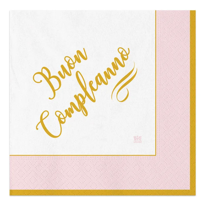 Big Party Paper Napkins Happy Birthday Chic 33 x 33 Cm Cf 20 Pcs Pink