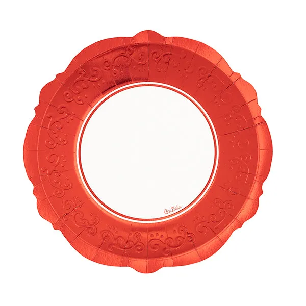 Givi Liberty Plates D 27 Cm Metallic Red Edge Cf 8 Pcs White