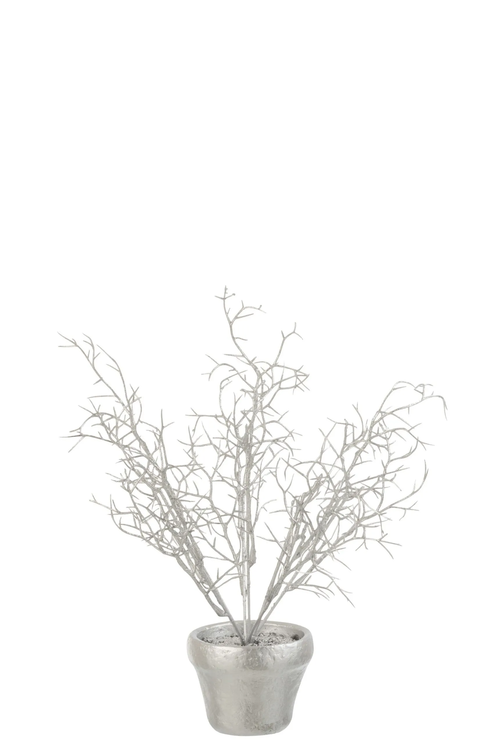 Arbre en pot paillettes plastique argent