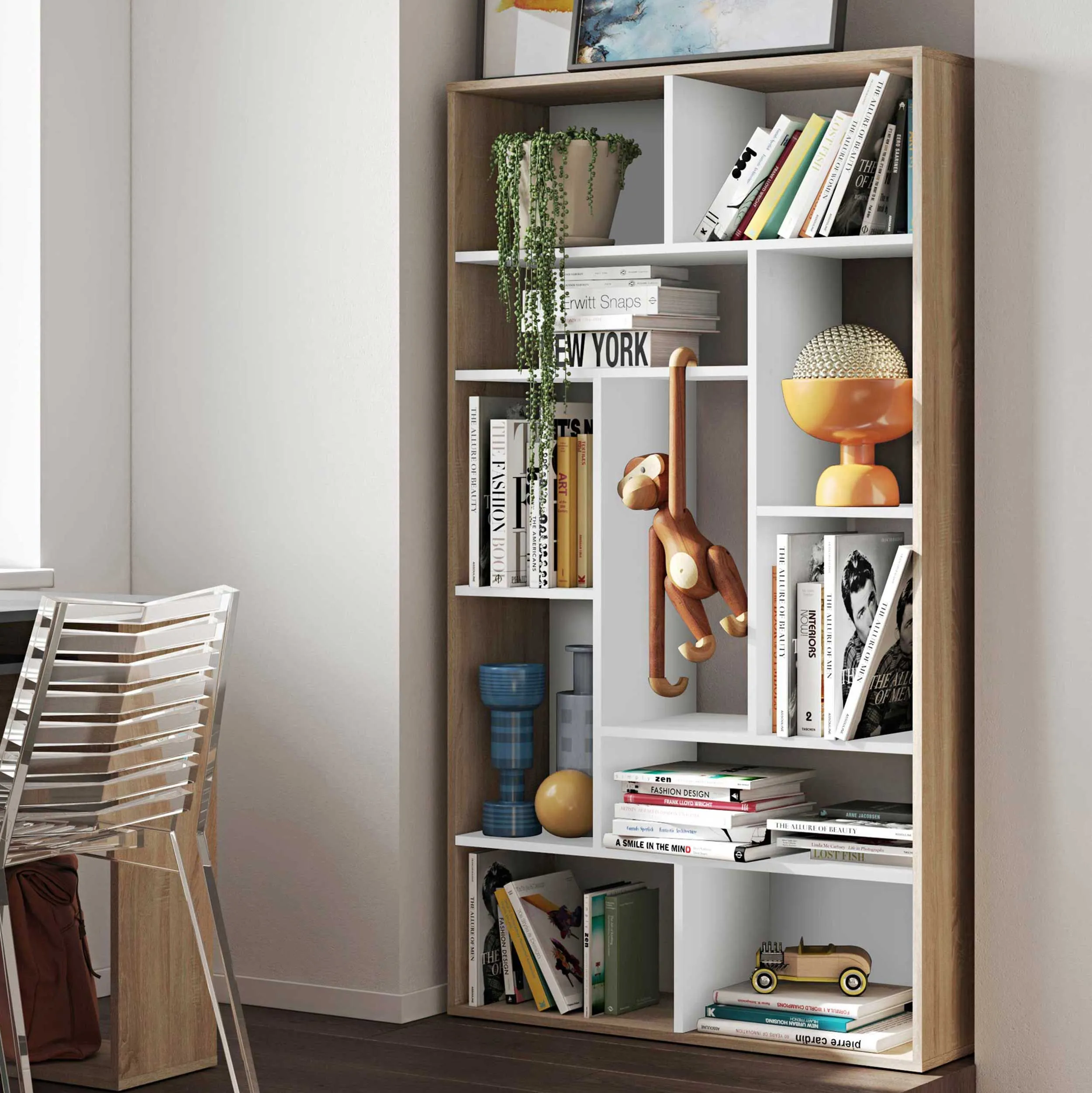 Bibliothèque Bangkok - chêne/blanc