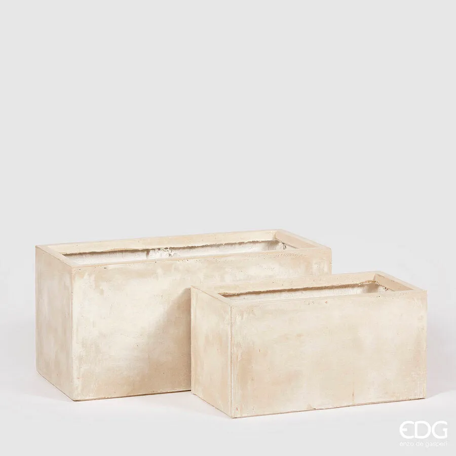 EDG Enzo De Gasperi Set 2 Pcs Resinpietra Vase Tray H 38 Cm H 30 Ivory