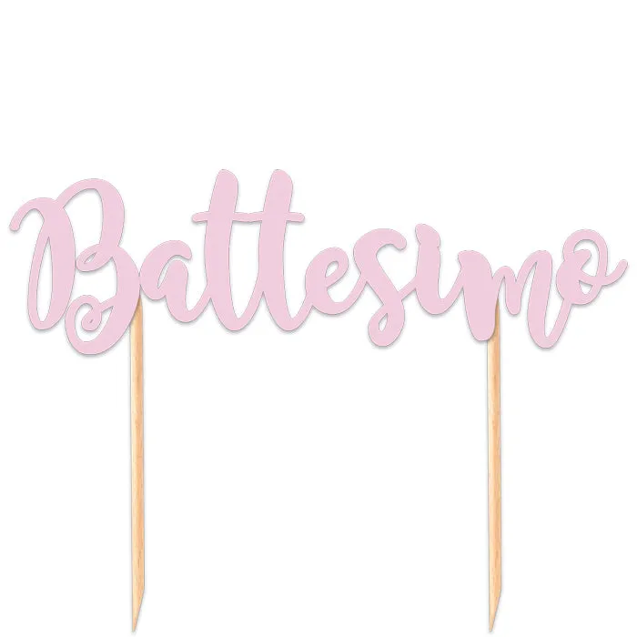 Big Party Cake Topper Italic Baptism 20 Cm Pink