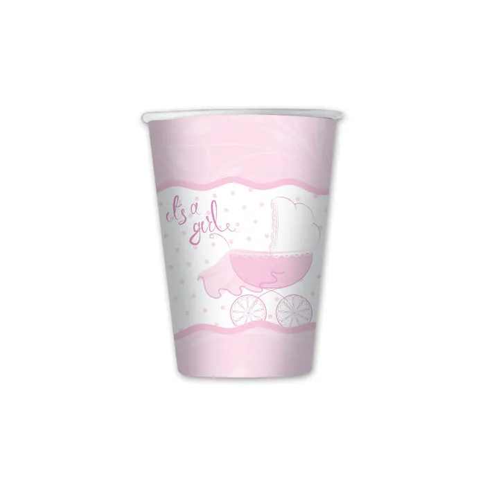 Big Party Paper Cups It's a Girl 250 Cc Cf 8 Pcs Pink