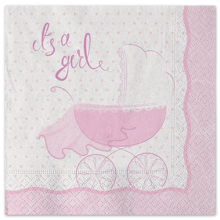 Big Party Paper Napkins It's a Girl 33 x 33 Cm Cf 20 Pcs Pink