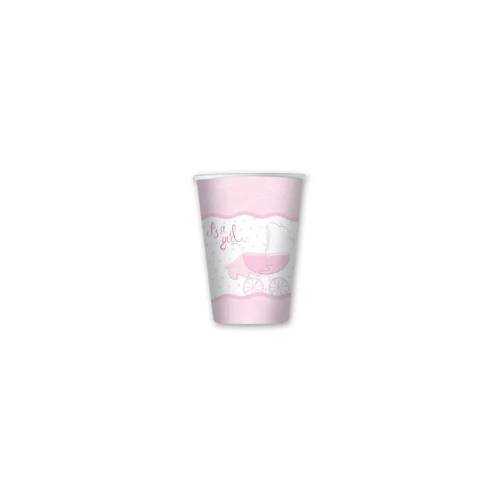 Big Party Paper Cups It's a Girl 80 Cc Cf 8 Pcs Pink