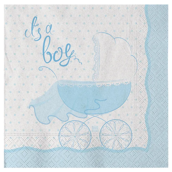 Big Party Paper Napkins It's a Boy 33 x 33 Cm Cf 20 Pcs Light Blue