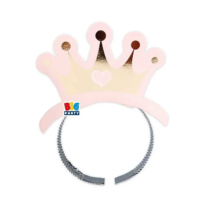 Big Party Paper Headbands Princess Crown Cf 4 Pcs Pink Gold