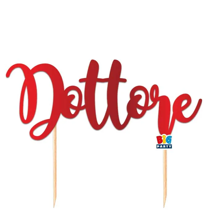 Big Party Cake Topper Italic Paper 20 x 16 Cm Doctor Red
