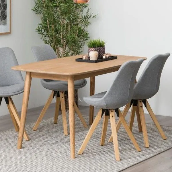 Table à manger Nalini 150x80cm, chêne et placage de chêne