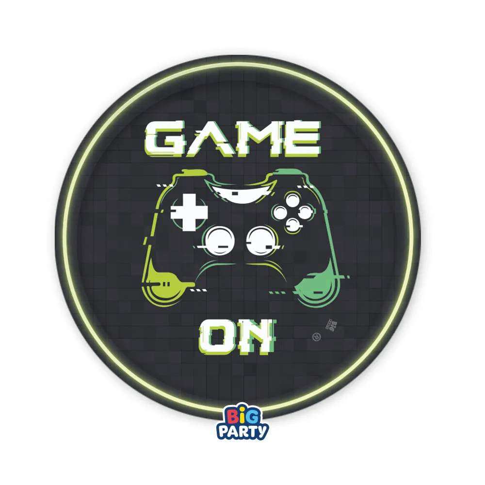 Big Party Videogame Paper Plates D 18 Cm Cf 6 Pcs Black Green