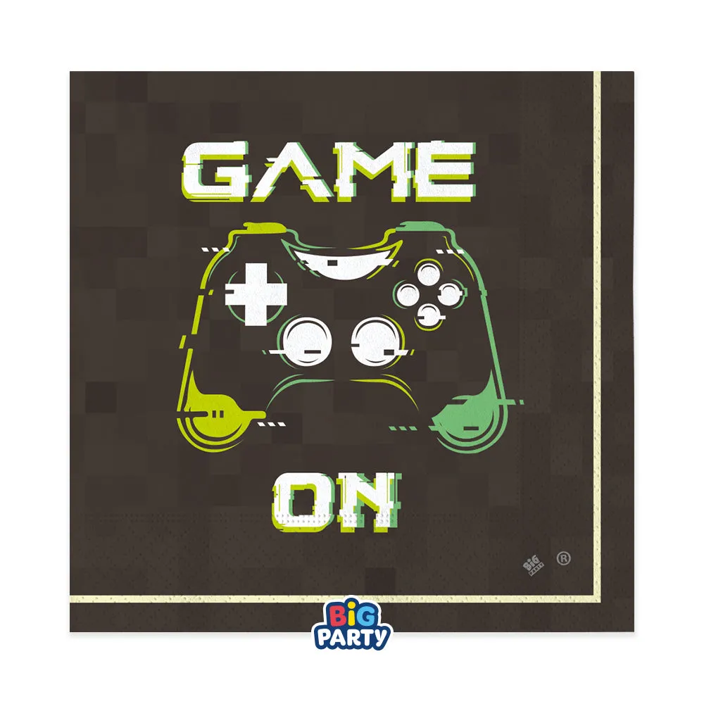 Big Party Videogame Paper Napkins 33 x 33 Cm Cf 16 Pcs Black Green