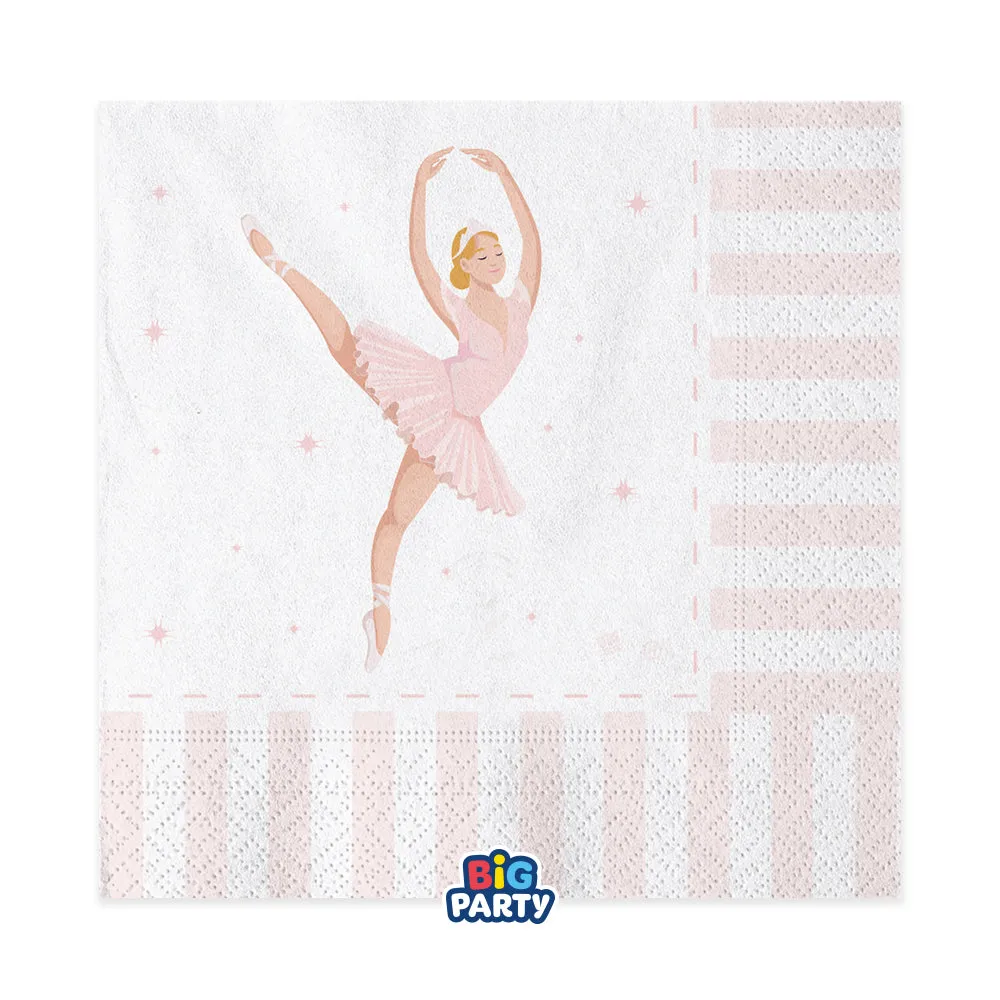 Big Party Paper Napkins Ballet 33 x 33 Cm Cf 16 Pcs Pink