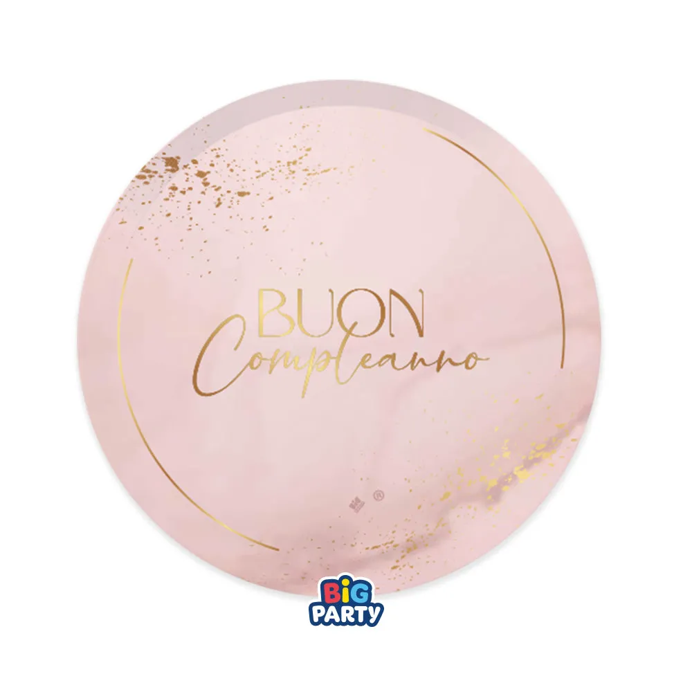 Big Party Paper Plates Happy Birthday Blush Rose D 18 Cm Cf 6 Pcs Pink