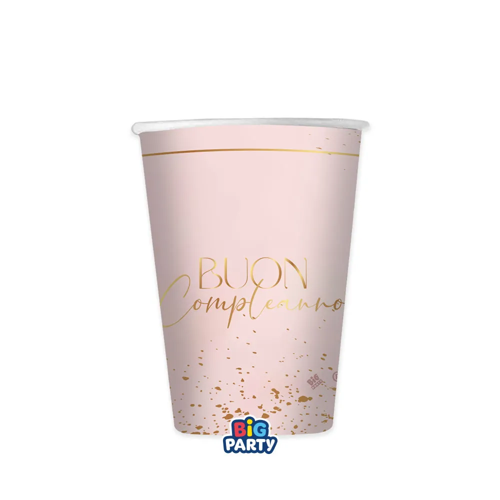 Big Party Paper Cups Happy Birthday Blush Rose 250 Cc Cf 6 Pcs Pink