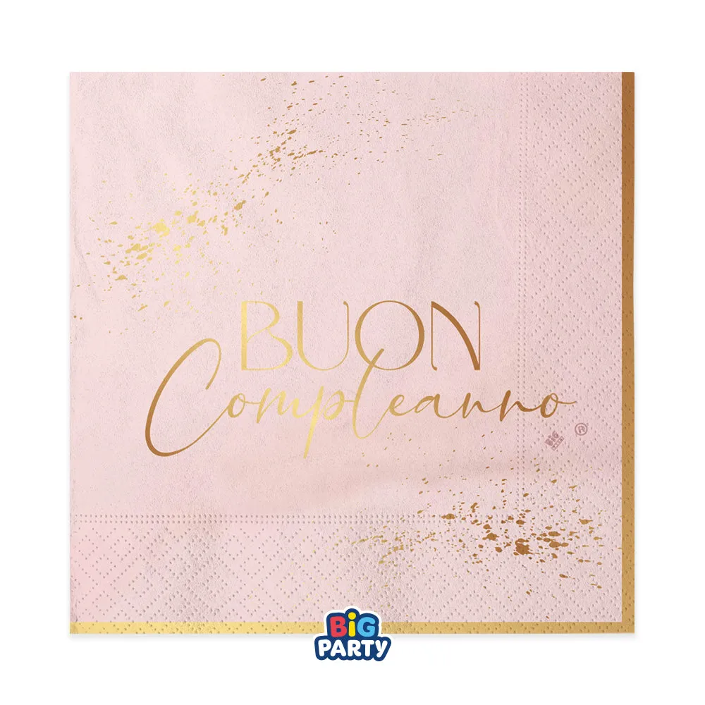Big Party Paper Napkins Happy Birthday Blush Rose 33 x 33 Cm Cf 16 Pcs