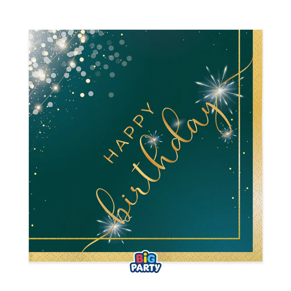 Big Party Paper Napkins Happy Birthday Glamor 33 x 33 Cm Cf 16 Pcs