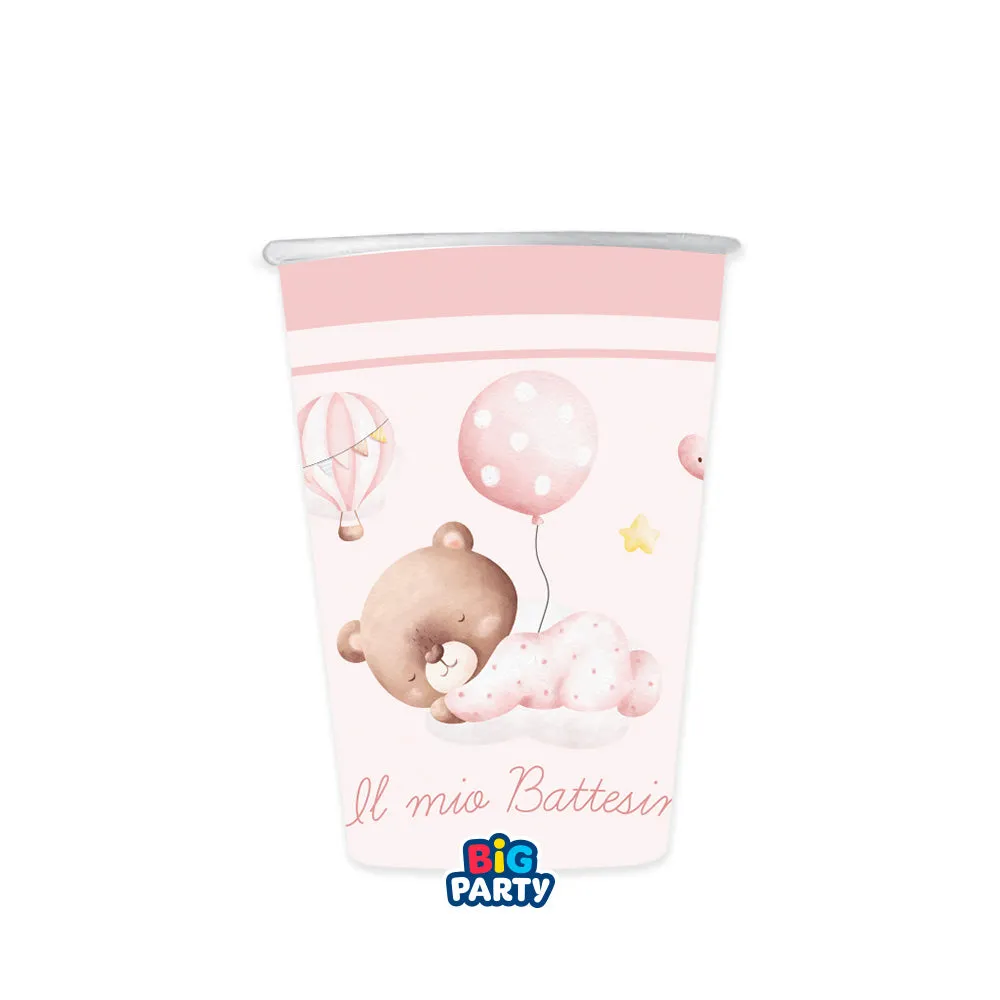 Big Party Paper Cups Christening Bear 250 Cc Cf 6 Pcs Pink