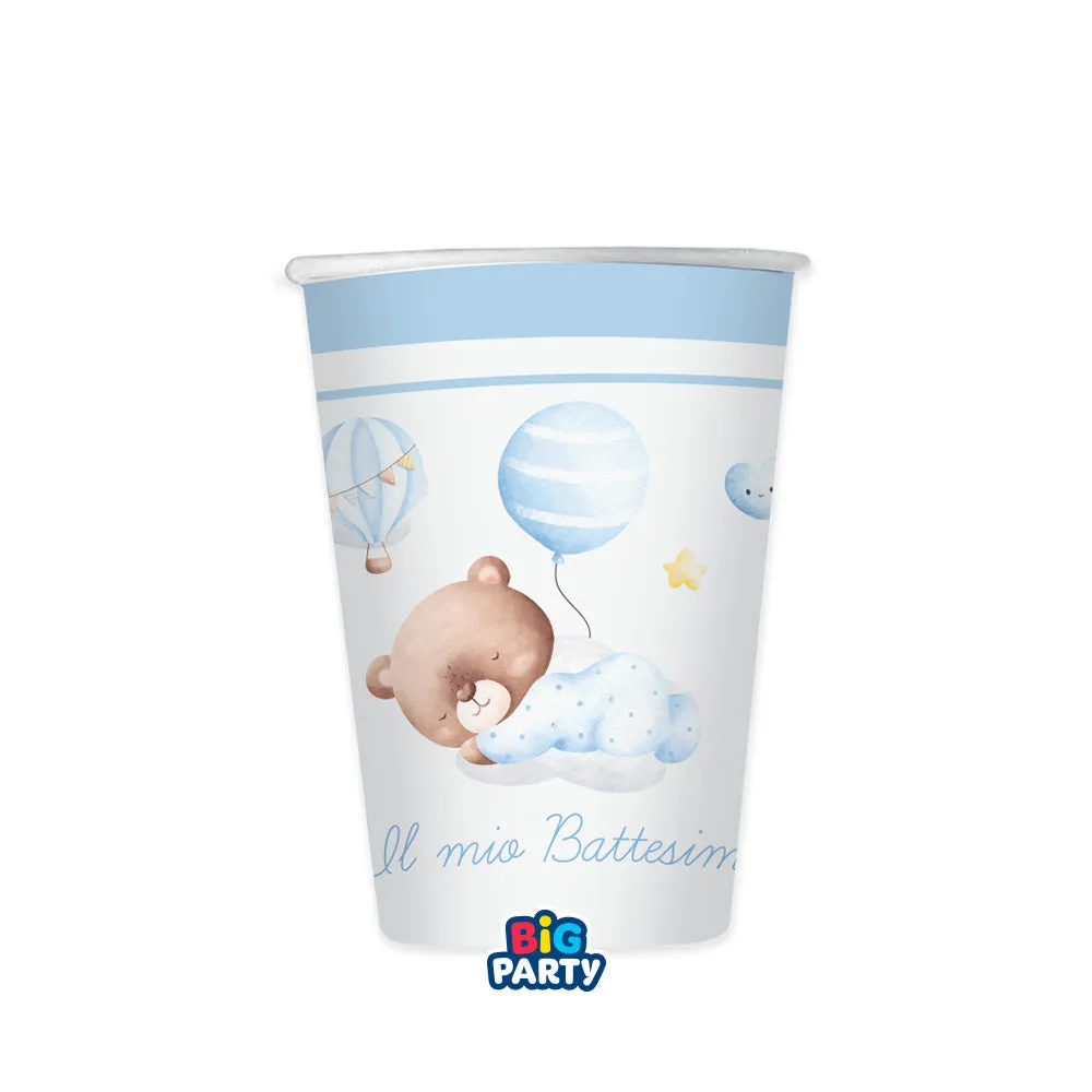 Big Party Paper Cups Christening Bear 250 Cc Cf 6 Pcs Light Blue