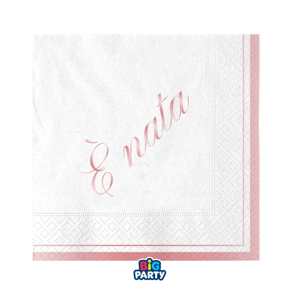 Big Party Paper Napkins It's Born 25 x 25 Cm Cf 16 Pcs Pink