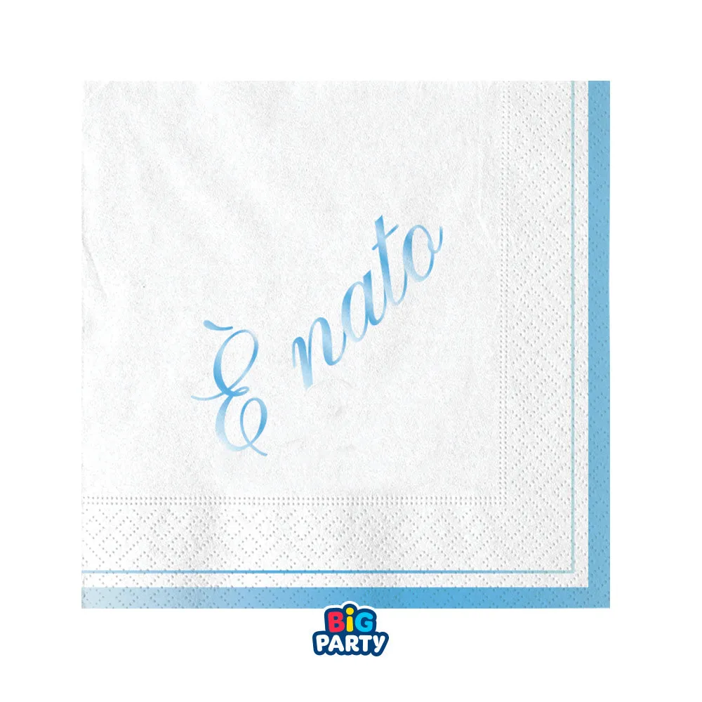 Big Party Paper Napkins It's Born 25 x 25 Cm Cf 16 Pcs Light Blue