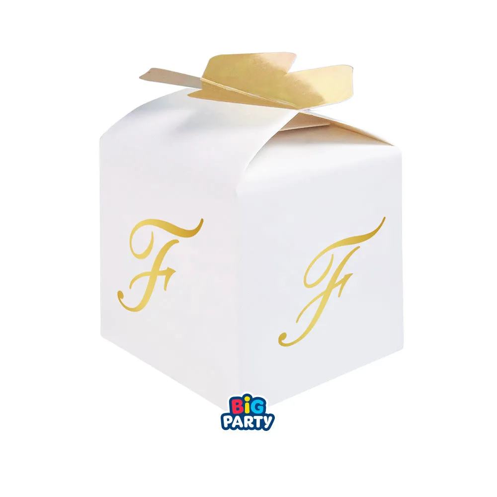 Big Party Bomboniera Boxes Cube Bow Letter F Cf 10 Pcs