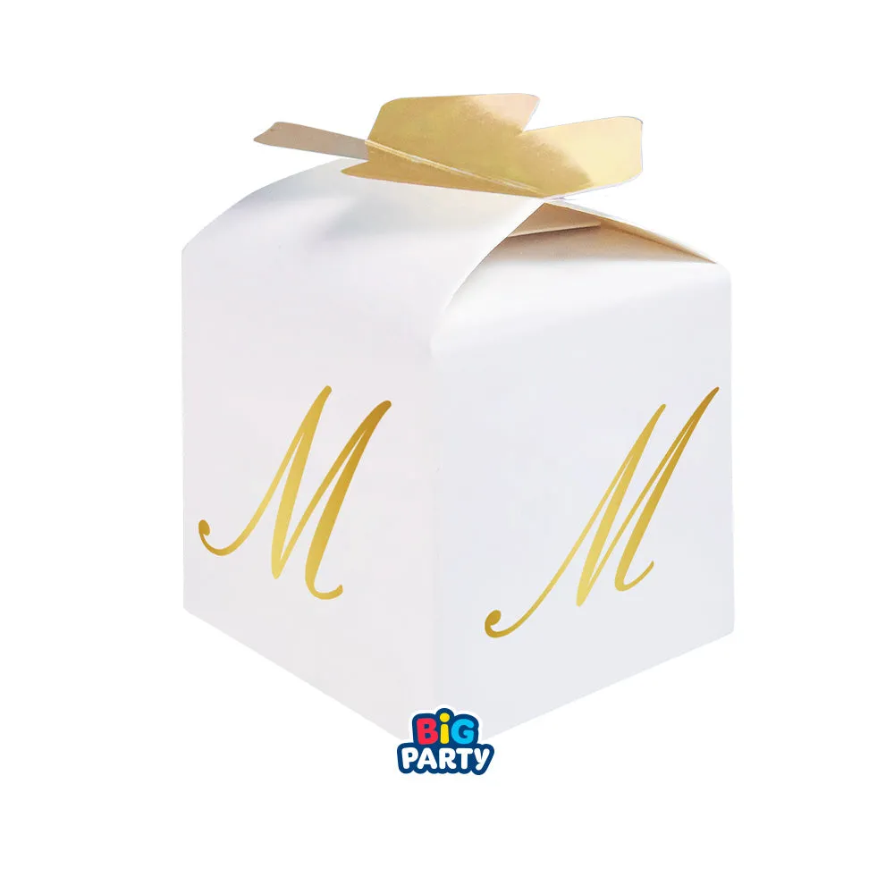 Big Party Bomboniera Boxes Cube Bow Letter M Cf 10 Pcs