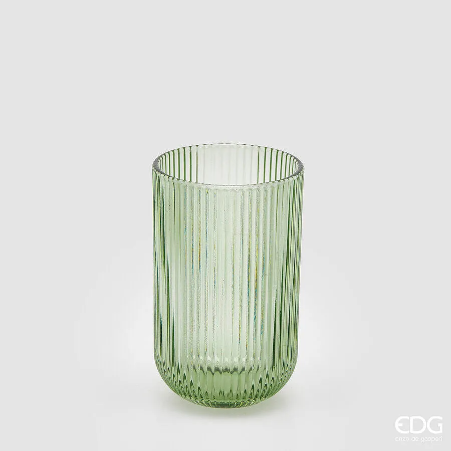 EDG Enzo De Gasperi Striped Tumbler Glass H 12 Cm D 8 Cm 4 Pcs Green
