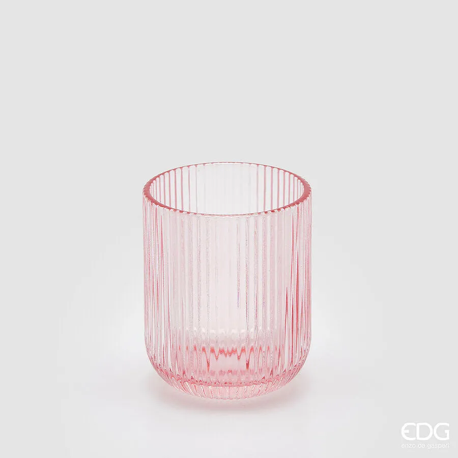 EDG Enzo De Gasperi Striped Tumbler Glass H 9 Cm D 7 Cm 4 Pcs Pink