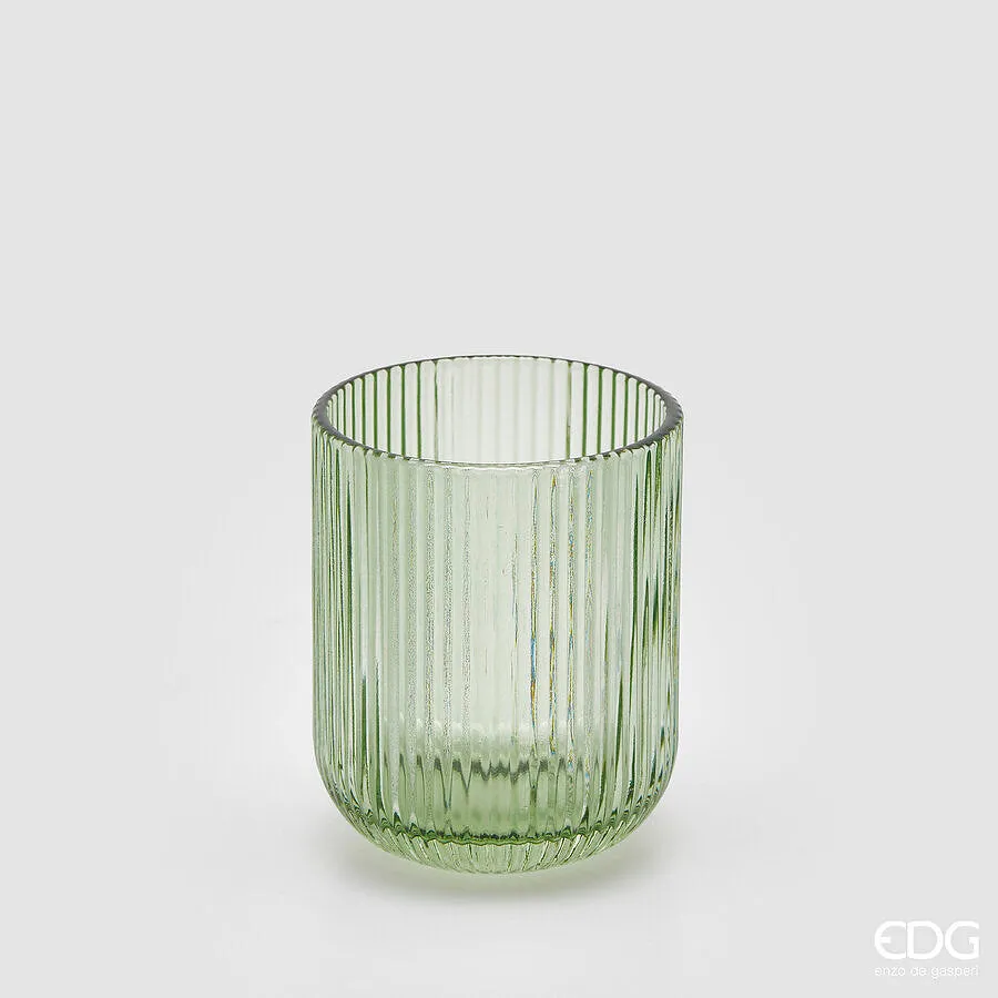 EDG Enzo De Gasperi Striped Tumbler Glass H 9 Cm D 7 Cm 4 Pcs Green