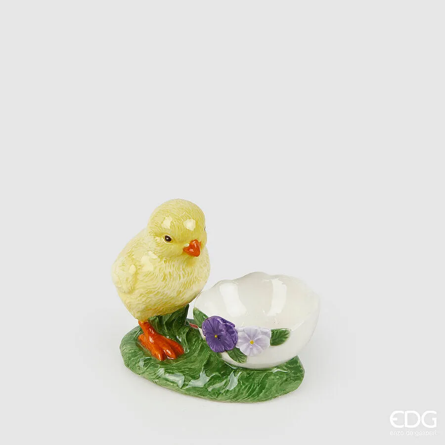 EDG Enzo De Gasperi Egg Cup Chick H 8 Cm L 10.5 Cm L 6 Cm Yellow Green